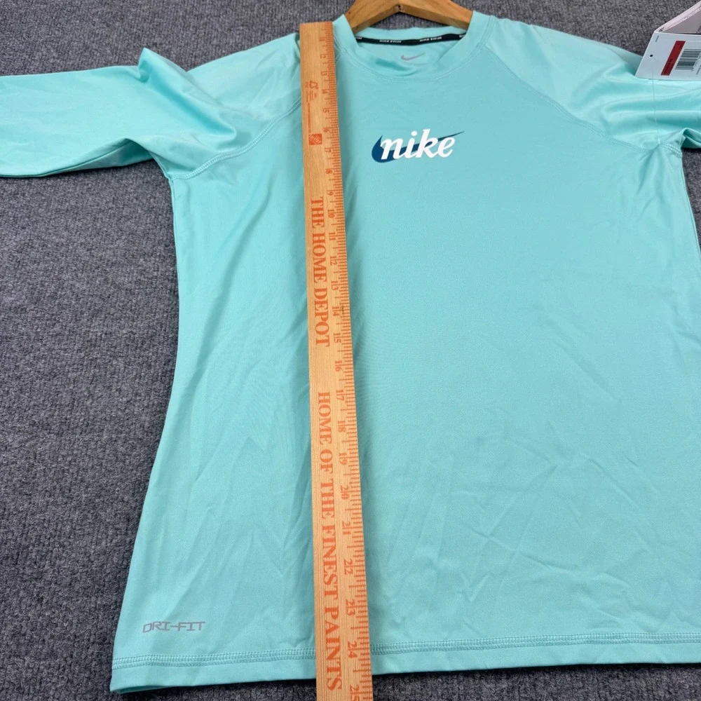 Nike Rash Guard Mens Large Aqua New Long Sleeve Dri-FIT UPF 40+ NESSG376-468